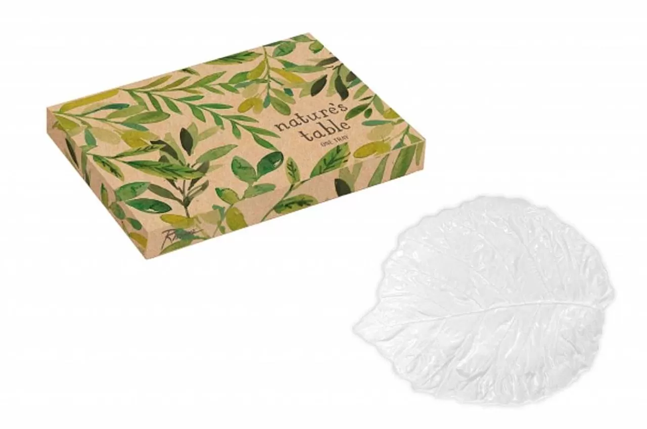 Shop Nature'S Table Tray Leaf White 7 X 6 Trays