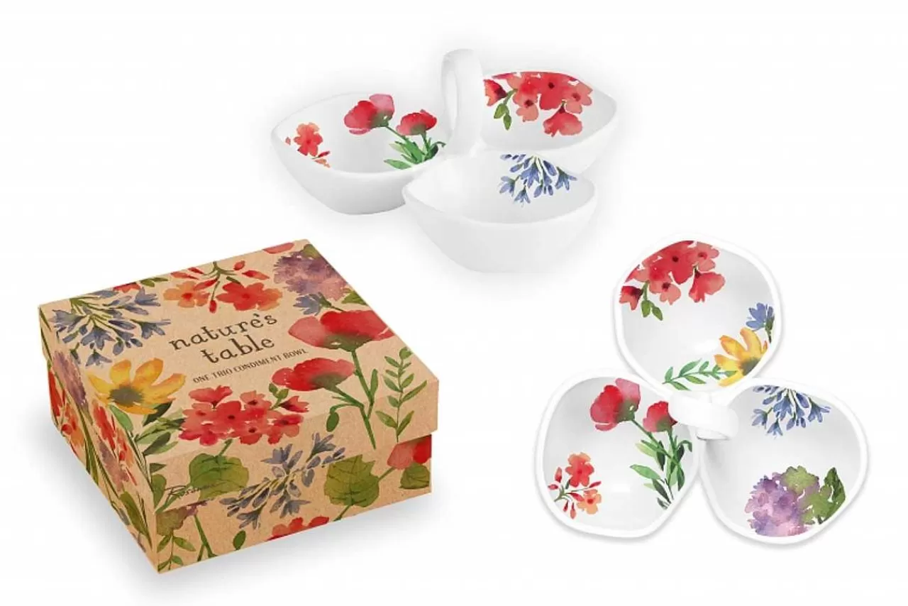 Clearance Nature'S Table Trio Dish Floral Dipping & Condiment Serveware